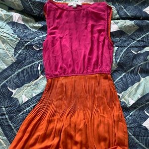 Color block pink and orange dress